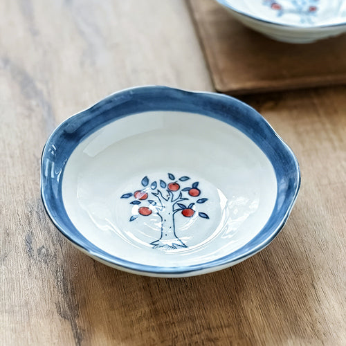 Hand-Painted Ceramic Shallow Bowl