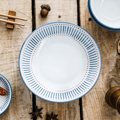 Hand-Painted Artisan Ceramic Plate - Coastal Stripe Collection