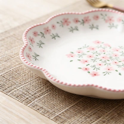 Vintage Floral Scalloped Ceramic Deep Plate