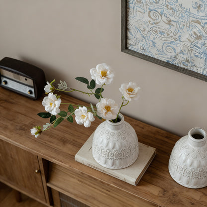 Artisan Roman Relief Embossed Ceramic Vase