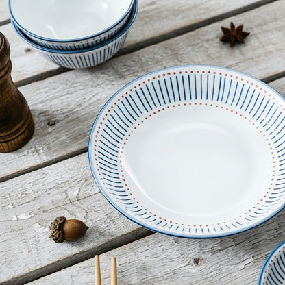 Hand-Painted Artisan Ceramic Plate - Coastal Stripe Collection