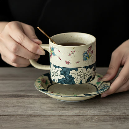 Antique Butterfly & Lily Ceramic Set