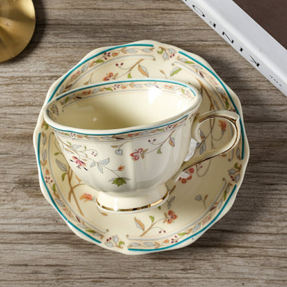 Vintage Pastoral Garden Ceramic Coffee Cup & Saucer Set