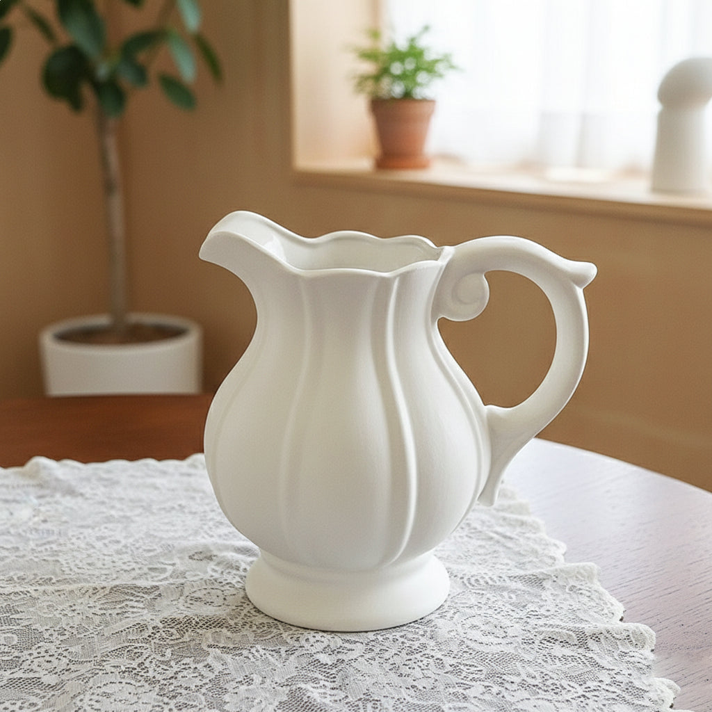 Artisan Frosted Pumpkin Pitcher Vase