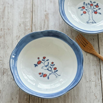 Hand-Painted Ceramic Shallow Bowl