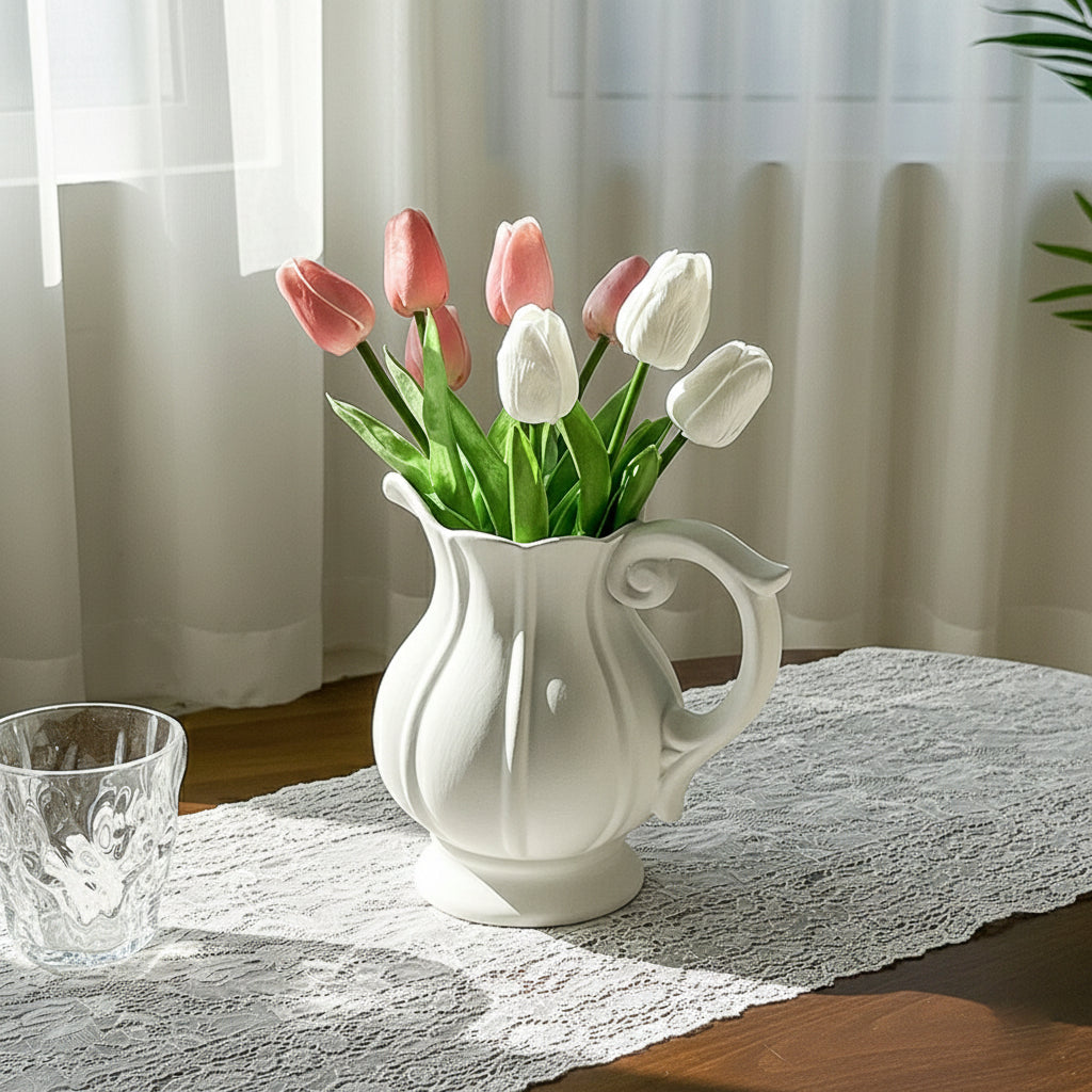 Artisan Frosted Pumpkin Pitcher Vase